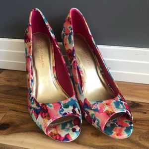 Watercolour Peep Toe Heels